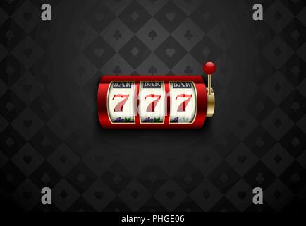 Vector red casino slot machine avec lucky 7 . Carte géométrique en soie sombre arrière-plan. Casino en ligne bannière web, logo ou icône. Winner Casino Illustration de Vecteur