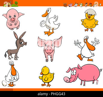 Cute cartoon jeu de caractères des animaux de ferme Banque D'Images