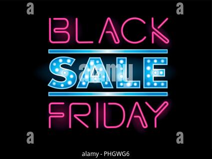 Le vendredi noir Vente retro light frame. Vector illustration art néon Illustration de Vecteur