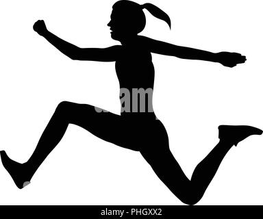 Triple saut femme cavalier sportif silhouette noire Illustration de Vecteur