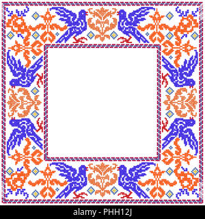 Cadre photo oiseaux bleu floral Banque D'Images