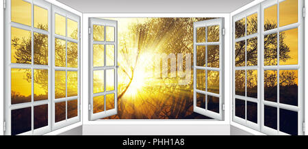 Fenêtre ouverte sun cloud Banque D'Images