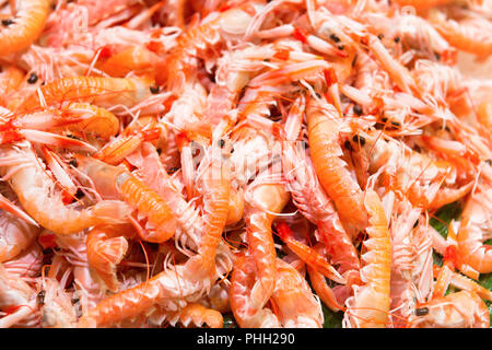 Pile de crevettes fraîches rouge Banque D'Images