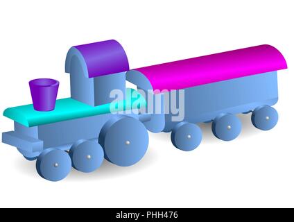 Locomotive de l'enfant avec wagon isolated on white Illustration de Vecteur