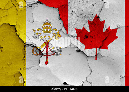 Pavillon du Vatican et le Canada peint sur mur fissuré Banque D'Images