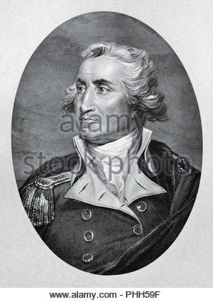 Portrait de George Washington 1732 - 1799 a été le premier président des États-Unis, et a été l'un des pères fondateurs de la nation, antique illustration de 1880 Banque D'Images