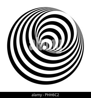 Illusion optique cercles noirs et blancs cone Banque D'Images