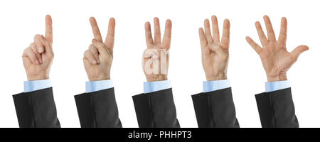 Les mains de comptage (1 à 5) Banque D'Images