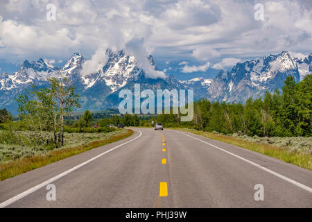 L'autoroute à Grand Teton National Park Banque D'Images