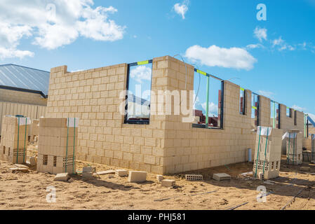 Nouvelle construction de maison en brique Banque D'Images