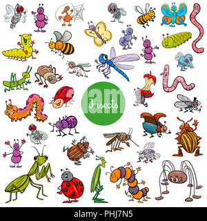 Cartoon caractères animaux insectes big set Banque D'Images