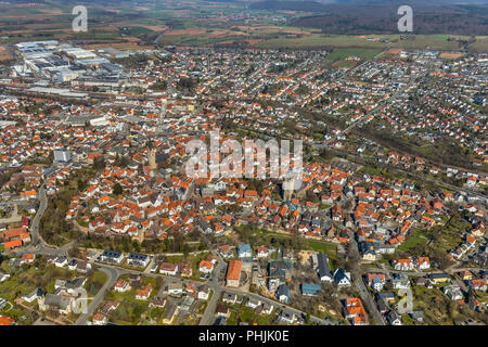 Vue sur le centre-ville hostoric avec St Kilian's Church et Église Saint-Nicolas à Korbach. Ville de district, district Korbach Waldeck-Frankenberg dans Hess Banque D'Images