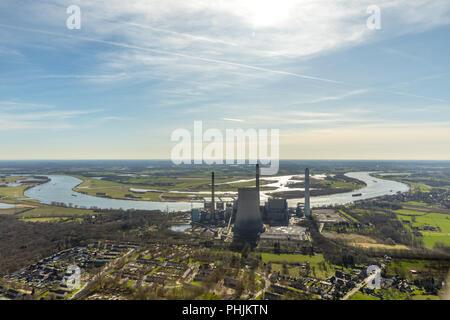 District Möllen avec Voerde power plant fermer, STEAG power plant, déconstruction, rives du Rhin, Rhin, dans la région de Voerde en NRW. Voerde, Banque D'Images