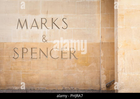 Marks and Spencer shop entrée dans Bath, Royaume-Uni Banque D'Images