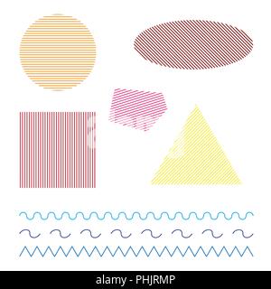 Des formes géométriques simples de couleur sur fond blanc. Vector Illustration Illustration de Vecteur