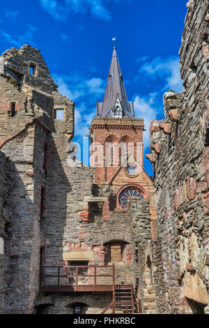 Ruines du palais de l'Évêché, Kirkwall, Orkney, continentale, Ecosse, Royaume-Uni Banque D'Images