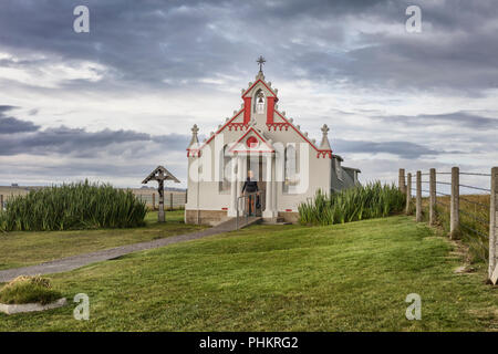 Chapelle italienne (Reine de la paix chapelle), Lamb Holm, Mainland, îles Orcades, Ecosse, Royaume-Uni Banque D'Images