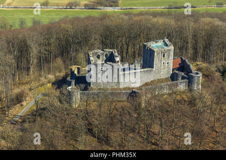 Weidelsburg est la ruine d'un château à proximité de la montagne de Ippinghausen Jesberg, la nature Parcs Habichtswald, dans le quartier de Ippinghausen, Kassel Hessen, G Banque D'Images