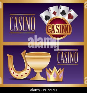 Conception avec Casino Horseshoe et les icônes sur fond violet, design coloré. vector illustration Illustration de Vecteur