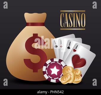 Design de casino avec de l'argent sac et plus les icônes d'arrière-plan, design coloré. vector illustration Illustration de Vecteur