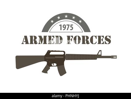 Logo d'armes à feu modèle. Armes à feu, fusils d'un insigne. Modèle plat. Vector illustration Illustration de Vecteur