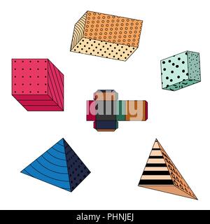 Des formes géométriques simples de couleur sur fond blanc. Vector Illustration Illustration de Vecteur