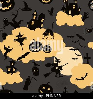 Les modèles sans couture d'Halloween. Maison de design. Vector illustration. Illustration de Vecteur