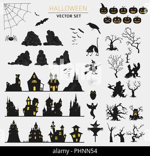 Halloween de info éléments graphiques. Modèle plat. Vector illustration Illustration de Vecteur