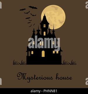 Maison mystérieuse dans la nuit obscure. Maison de vacances d'Halloween. Télévision d'icônes. Vector illustration Illustration de Vecteur