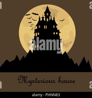 Maison mystérieuse dans la nuit obscure. Maison de vacances d'Halloween. Télévision d'icônes. Vector illustration Illustration de Vecteur