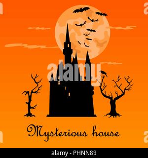 Maison mystérieuse dans la nuit obscure. Maison de vacances d'Halloween. Télévision d'icônes. Vector illustration Illustration de Vecteur