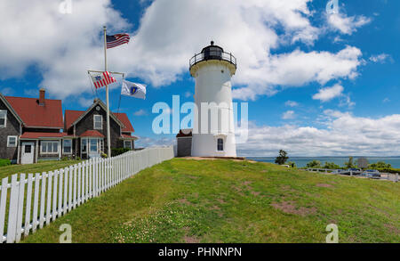 Vue panoramique de Nobska Lighthouse, Woods Hole, Cape Cod, New England, Massachusetts, USA. Banque D'Images