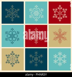 Snowflake icon set. Vintage version contour. Vector illustration Illustration de Vecteur