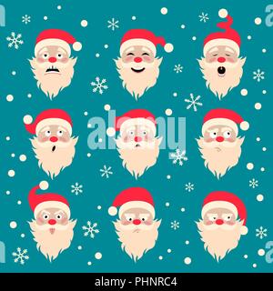 Caractère du Père Noël. Émotions icon set. Joyeux Noël. Vector illustration Illustration de Vecteur