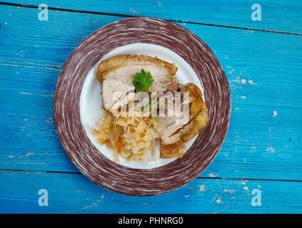 Schweinebraten Rôti de porc allemand Banque D'Images