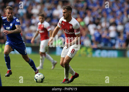 Cardiff, Royaume-Uni. 09Th Nov, 2018. Aaron Ramsey d'Arsenal en action.Premier League match, Cardiff City v Arsenal, à la Cardiff City Stadium le dimanche 2 septembre 2018. Ce droit ne peut être utilisé qu'à des fins rédactionnelles. Usage éditorial uniquement, licence requise pour un usage commercial. Aucune utilisation de pari, de jeux ou d'un seul club/ligue/dvd publications. Photos par Andrew Andrew/Verger Verger la photographie de sport/Alamy live news Crédit : Andrew Orchard la photographie de sport/Alamy Live News Banque D'Images