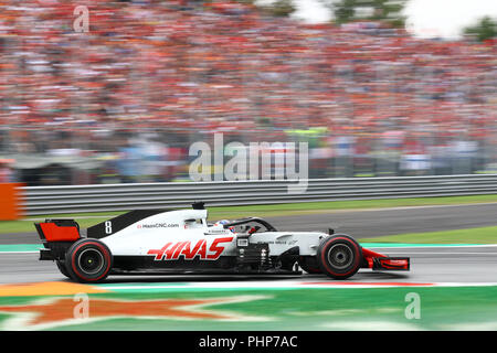 Monza, Italie. 2 Septembre, 2018. Romain Grosjean de l'Italie et Haas F1 Team sur la voie au cours de la Formule Un Grand Prix d'Italie Crédit : Marco Canoniero/Alamy Live News Banque D'Images