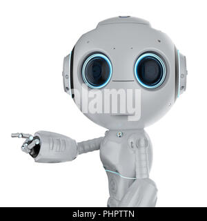 Le rendu 3D mini robot mignon point doigt isolated on white Banque D'Images