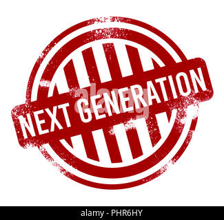 Next Generation - bouton rouge grunge, stamp Banque D'Images