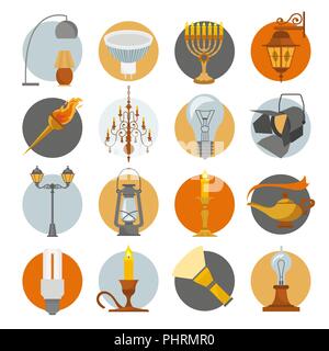 Éléments d'éclairage icon set. Vector illustration Illustration de Vecteur