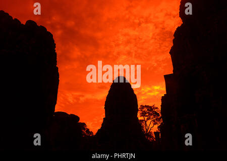 Cambodge SIEM REAP ANGKOR THOM TEMPLE BAYON Banque D'Images