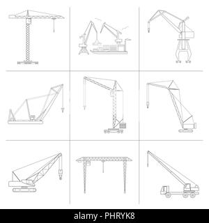 Machine de levage et grue. Aperçu icon set convient pour la création d'infographies. contenu du site web etc. Vector illustration Illustration de Vecteur