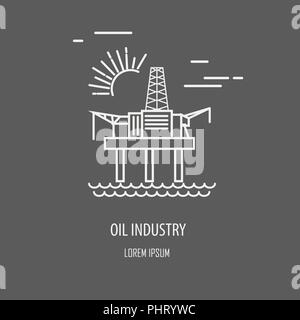 Logo usine industrielle modèle. Création de badge linéaire. Vector illustration Illustration de Vecteur
