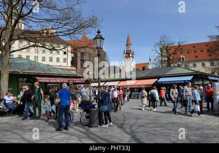 Viktualienmakt, Munich, Bayern, Deutschland Banque D'Images