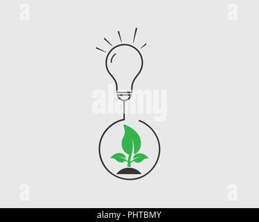 L'icône de l'énergie eco vert. Ampoule avec symbole de l'usine. Illustration de Vecteur
