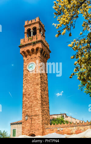 L'horloge, monument emblématique de l'île de Murano, Venise, Italie Banque D'Images