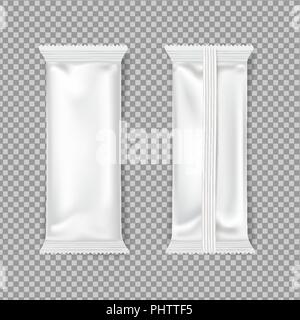 Barre de chocolat blanc l'emballage. Maquette du vecteur supérieure et arrière. Illustration de Vecteur