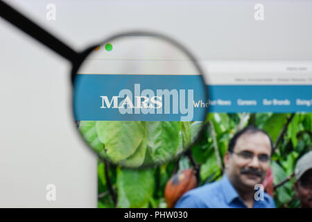 Milan, Italie - 20 août 2018 : le site web de mars Page d'accueil. mars visible le logo. Banque D'Images