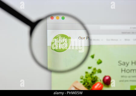 Milan, Italie - 20 août 2018 : HelloFresh accueil du site. Logo HelloFresh visible. Banque D'Images