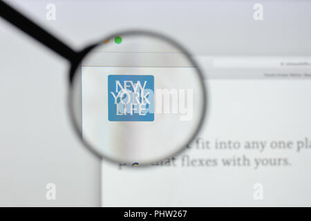 Milan, Italie - 20 août 2018 : New York Life Page d'accueil du site. New York logo vie visible. Banque D'Images